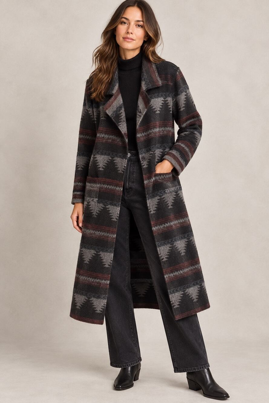 Peruvian Connection Vendôme Baby Alpaca Blanket Coat Southwest – Medium